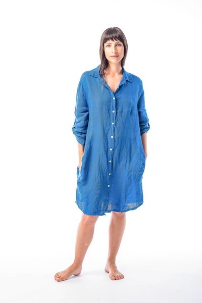 Imagen de Sutton - Camisa de Lino Larga Azul Francia