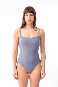 Picture of Amsterdam - Straight Neck One Piece with Side Ties Ribb Blue