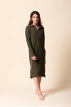 Imagen de Gardenia - Vestido Camisero de Punto Verde